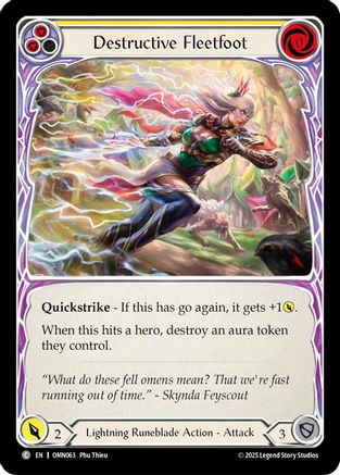 Destructive Fleetfoot (Yellow) (OMN063) - Omens of the Third Age Rainbow Foil-1