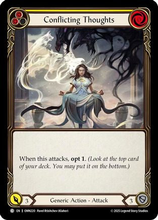 Conflicting Thoughts (Yellow) (OMN220) - Omens of the Third Age Rainbow Foil-1