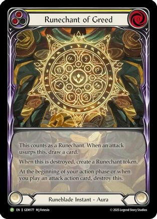 Runechant of Greed (Yellow) (GEM177) - Gem Pack 5 Rainbow Foil-1