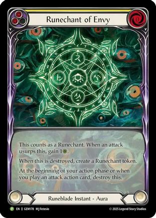 Runechant of Envy (Yellow) (GEM178) - Gem Pack 5 Rainbow Foil-1