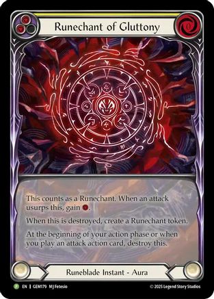 Runechant of Gluttony (Yellow) (GEM179) - Gem Pack 5 Rainbow Foil-1
