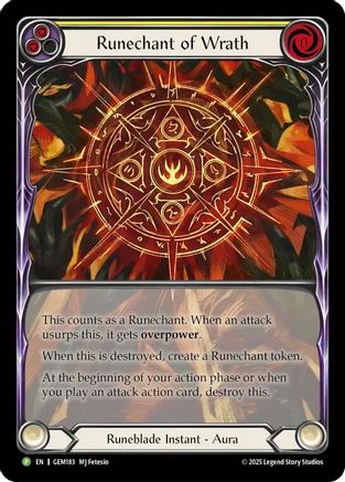 Runechant of Wrath (Yellow) (GEM183) - Gem Pack 5 Rainbow Foil-1