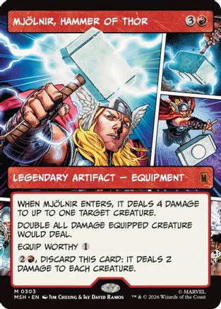 Mjolnir, Hammer of Thor (Borderless) (0303) (MSH-303) - Marvel Super Heroes Foil-1