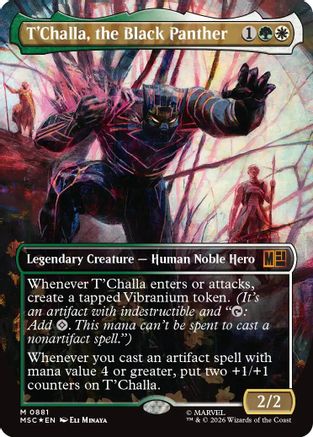 T'Challa, the Black Panther (Borderless) (Surge Foil) (MSC-881) - Commander: Marvel Super Heroes Foil-1
