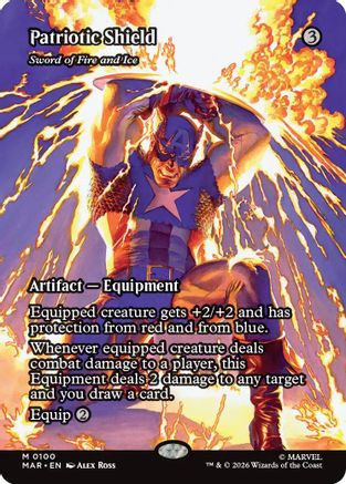 Patriotic Shield - Sword of Fire and Ice (Borderless) (MAR-100) - Marvel Universe Eternal-Legal Foil-1