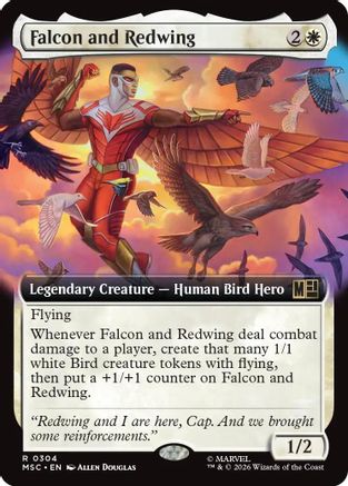Falcon and Redwing (Extended Art) (MSC-304) - Commander: Marvel Super Heroes Foil-1