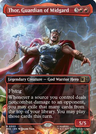 Thor, Guardian of Midgard (Borderless) (MSC-503) - Commander: Marvel Super Heroes Foil-1