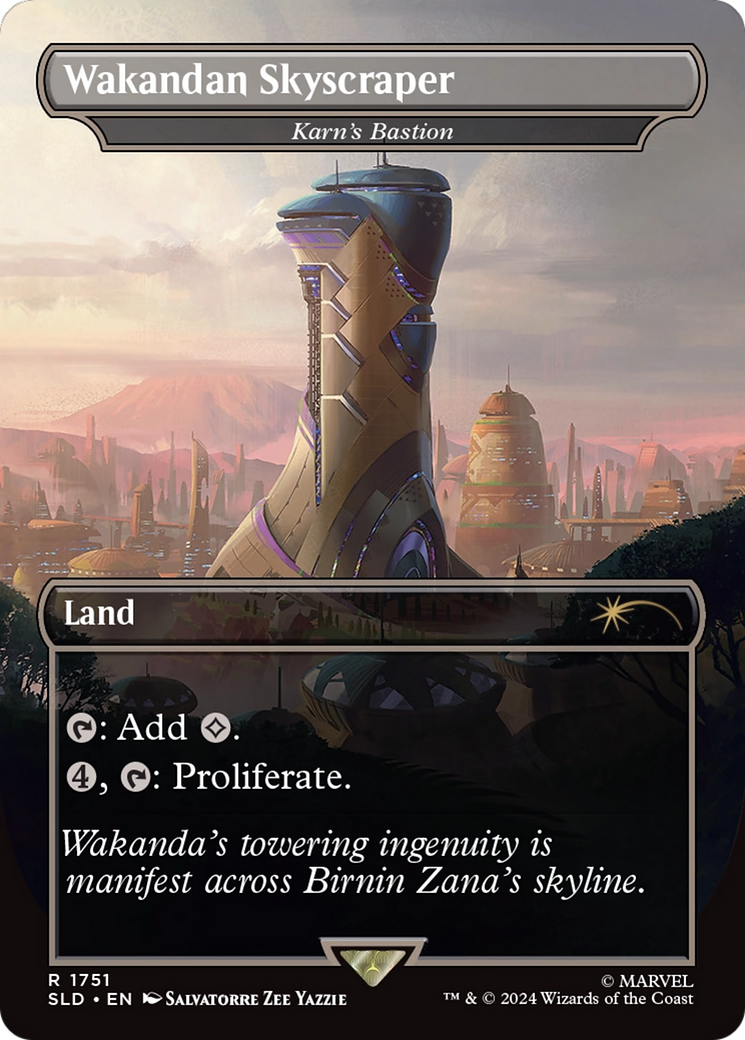 Karn's Bastion (SLD-1751) - Secret Lair Drop / Wakandan Skyscraper (Borderless) Foil-1