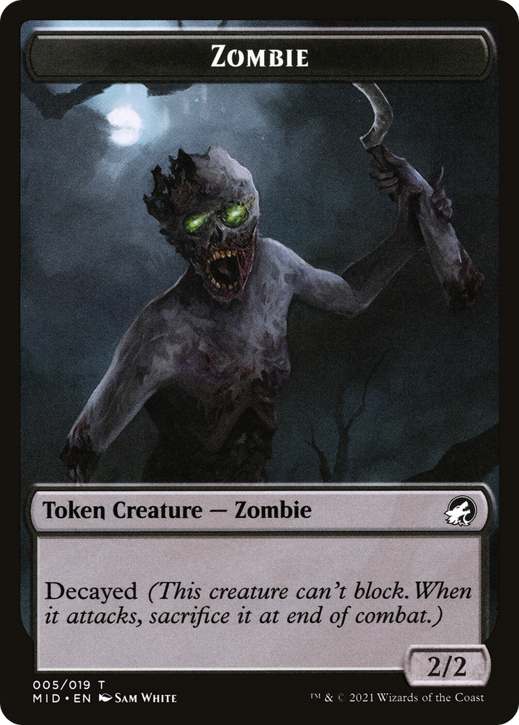 Zombie (TMID-005) - Innistrad: Midnight Hunt Tokens Foil-1