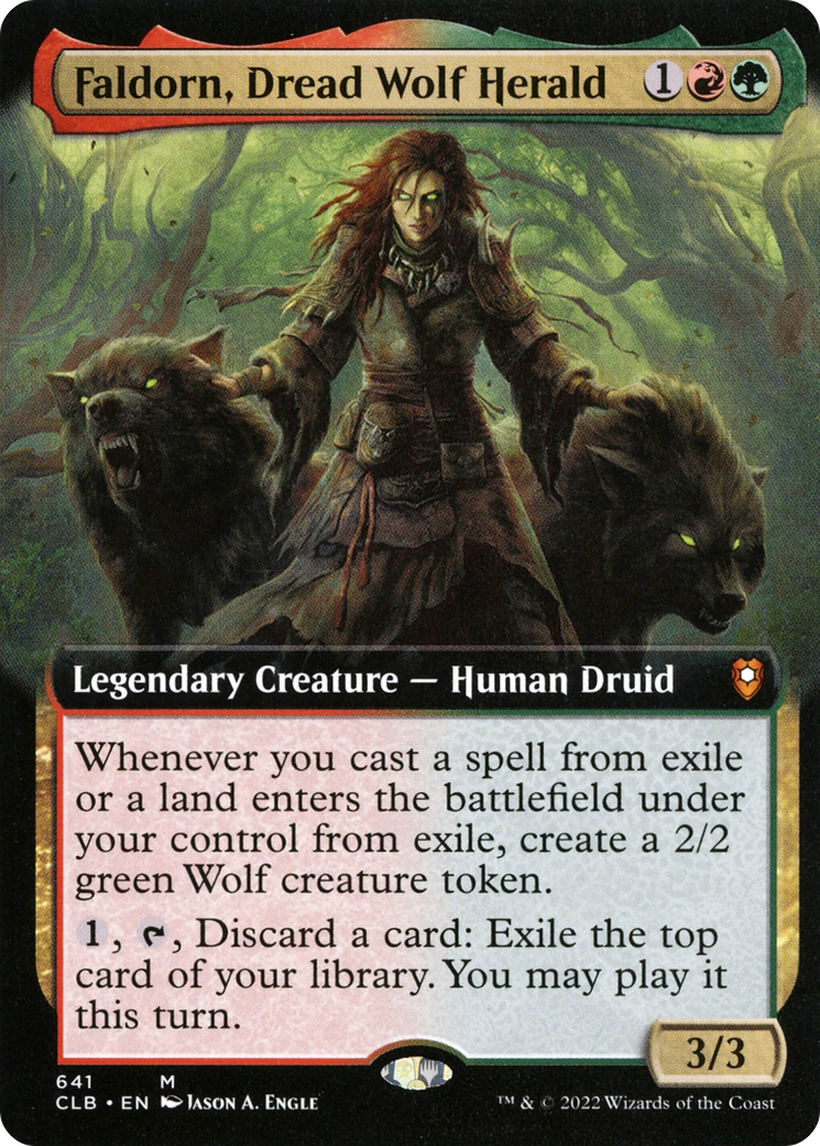 Faldorn, Dread Wolf Herald (Extended Art) [Commander Legends: Battle for Baldur's Gate]-1