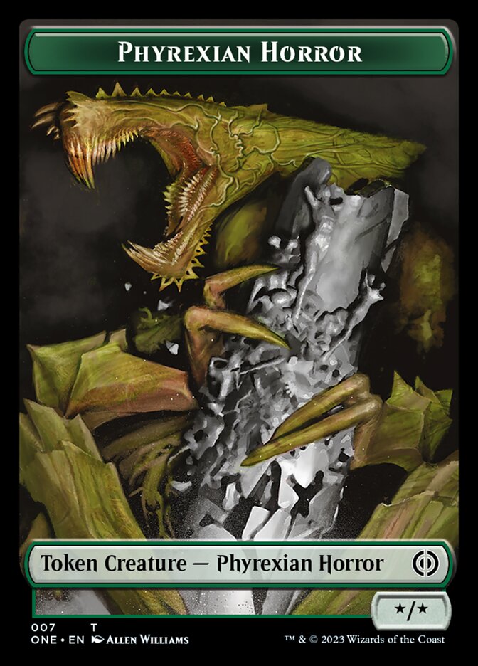 Rebel // Phyrexian Horror (007) Double-Sided Token [Phyrexia: All Will Be One Tokens]-2