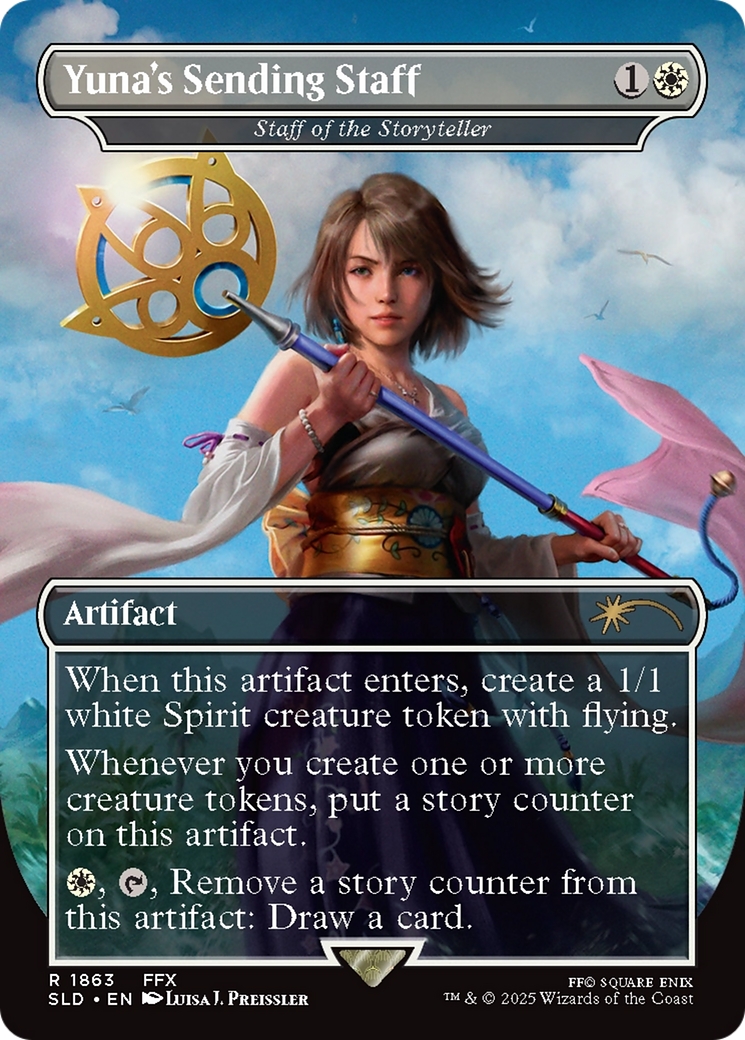 Staff of the Storyteller (SLD-1863) - Secret Lair Drop / Yuna's Sending Staff (Borderless) Foil-1