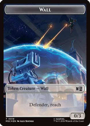 Wall (019) // Merfolk (024) Double-Sided Token (Surge Foil) (MSC-19 // 24) - Commander: Marvel Super Heroes Foil-1