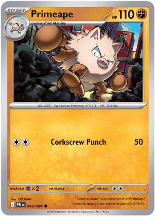 Primeape 043  - Reverse Holofoil ME05 Pitch Black - Common-1