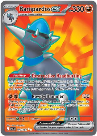 Rampardos ex 100/084  - Holofoil ME05 Pitch Black - Ultra Rare-1