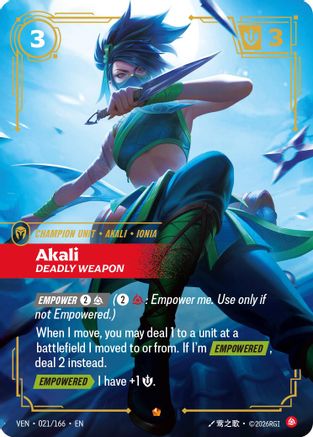 Akali, Deadly Weapon (021/166) - Vendetta Foil-1