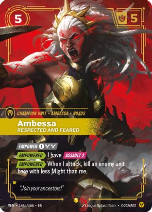 Ambessa, Respected and Feared (Alternate Art) (136a/166) - Vendetta Foil-1