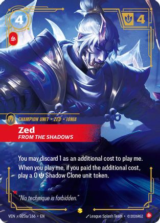 Zed, From the Shadows (Alternate Art) (023a/166) - Vendetta Foil-1