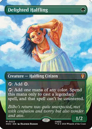 Delighted Halfling (Borderless) (HOC-025) - The Hobbit: Eternal-Legal Foil-1