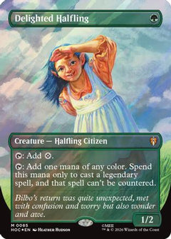 Delighted Halfling (Borderless) (Surge Foil) (HOC-065) - The Hobbit Foil-1