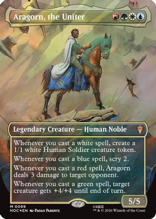 Aragorn, the Uniter (Borderless) (Surge Foil) (HOC-069) - The Hobbit: Eternal-Legal Foil-1