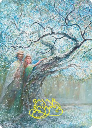 Flowering of the White Tree Art Card (Gold-Stamped Signature) (ASHOB-027) - Art Series: The Hobbit-1