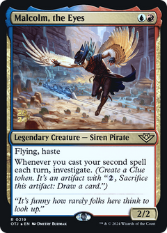 Malcolm, the Eyes [Outlaws of Thunder Junction Prerelease Promos]-1