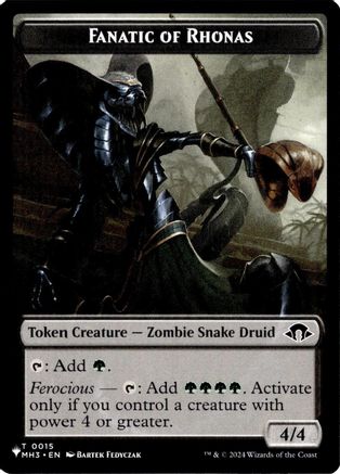 Fanatic of Rhonas // Elemental Double-Sided Token (LIST-020) - The List Reprints-1