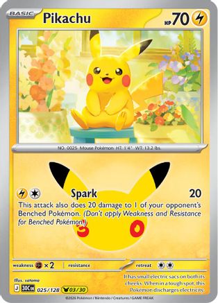 Pikachu 025/128  - Holofoil ME 30th Celebration - None-1