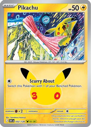 Pikachu 032/128  - Holofoil ME 30th Celebration - None-1