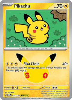 Pikachu 034/128  - Holofoil ME 30th Celebration - None-1