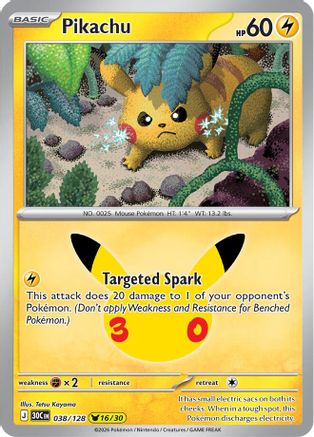 Pikachu 038/128  - Holofoil ME 30th Celebration - None