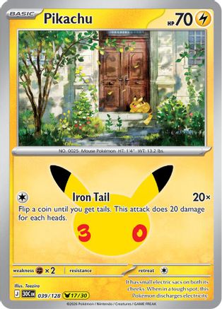 Pikachu 039/128  - Holofoil ME 30th Celebration - None-1
