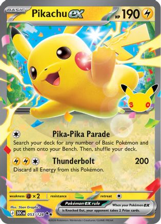 Pikachu ex 053/128  - Holofoil ME 30th Celebration - Double Rare-1