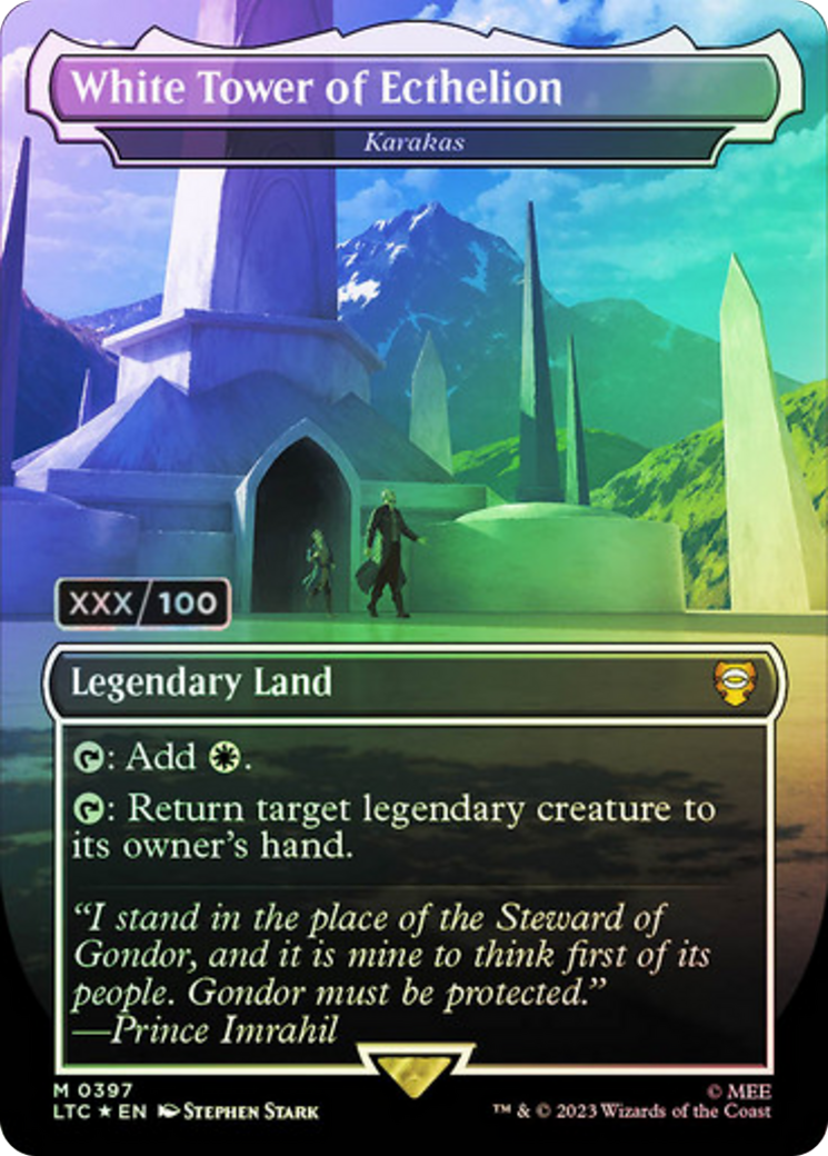 White Tower of Ecthelion - Karakas (Serial Numbered) (LTC-397) - Tales of Middle-earth Commander / White Tower of Ecthelion (Borderless) Foil-1