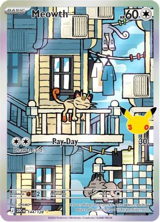 Meowth 144/128  - Holofoil ME 30th Celebration - Illustration Rare-1