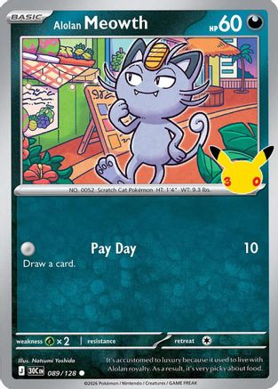 Alolan Meowth 089/128  - Holofoil ME 30th Celebration - Common-1