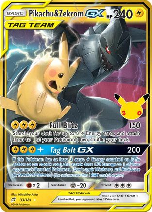 Pikachu & Zekrom GX 033/181  - Holofoil ME 30th Celebration Classic Collection - Classic Collection-1