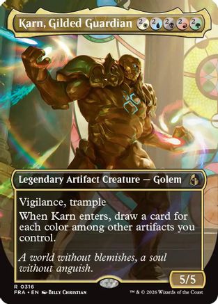 Karn, Gilded Guardian (Borderless) (FRA-316) - Reality Fracture Foil-1