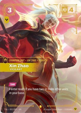 Xin Zhao, Vigilant (T1 Worlds Champion Player Bundle) (T1A 002/005) - Riftbound Promotional Cards Foil