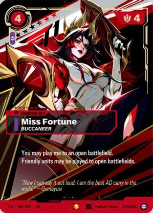Miss Fortune, Buccaneer (T1 Worlds Champion Signature Edition Bundle) (T1S 004/005) - Riftbound Promotional Cards Foil-1