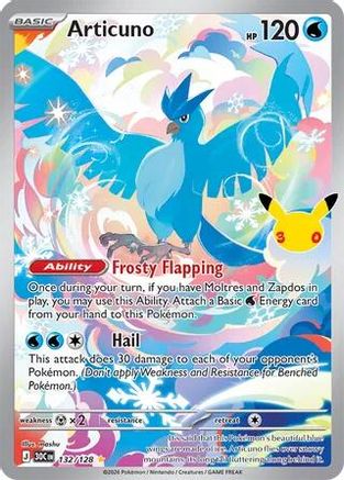 Articuno 132/128  - Holofoil ME 30th Celebration - Illustration Rare