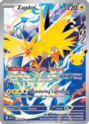 Zapdos 133/128  - Holofoil ME 30th Celebration - Illustration Rare-1