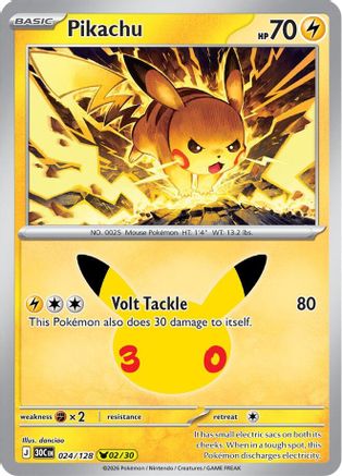 Pikachu 024/128  - Holofoil ME 30th Celebration - Pikachu Rare