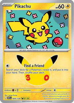 Pikachu 029/128  - Holofoil ME 30th Celebration - Pikachu Rare-1