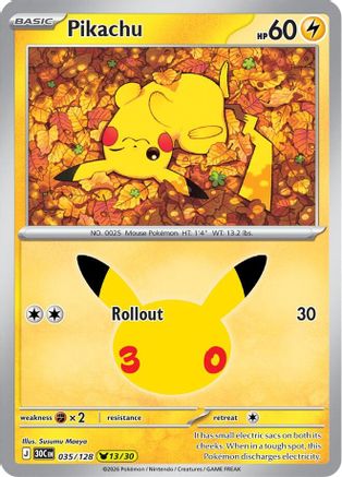 Pikachu 035/128  - Holofoil ME 30th Celebration - Pikachu Rare-1