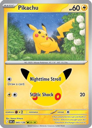 Pikachu 045/128  - Holofoil ME 30th Celebration - Pikachu Rare-1