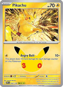 Pikachu 052/128  - Holofoil ME 30th Celebration - Pikachu Rare-1