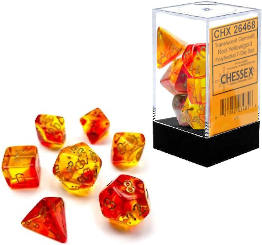 CHX 26468 Gemini Polyhedral Red-Yellow/Gold Set 7-Die Set