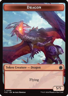 Dragon (0008) // Treasure Double-Sided Token (FDC-8 // 16) - Commander: Foundations-1